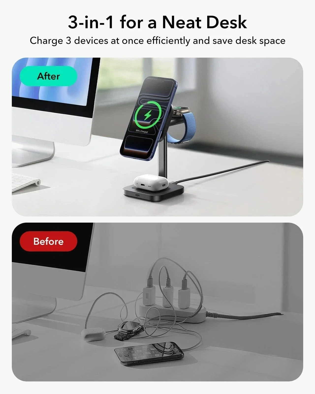 CryoBoost 3-in-1 Magnetic Charging Station (25W, Qi2.2) - JP Plug–Black - Image 5