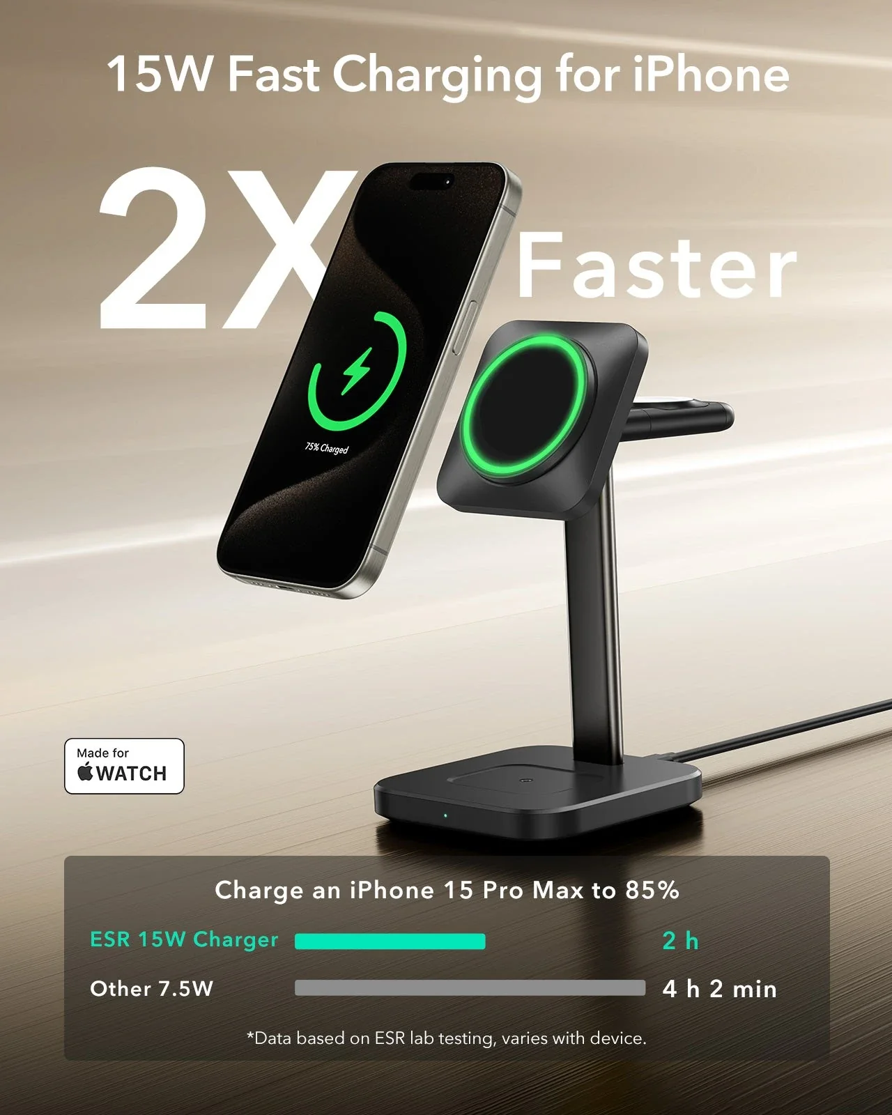 3-in-1 Magnetic Charging Station (15W)- Black - JP PLUG - Image 4