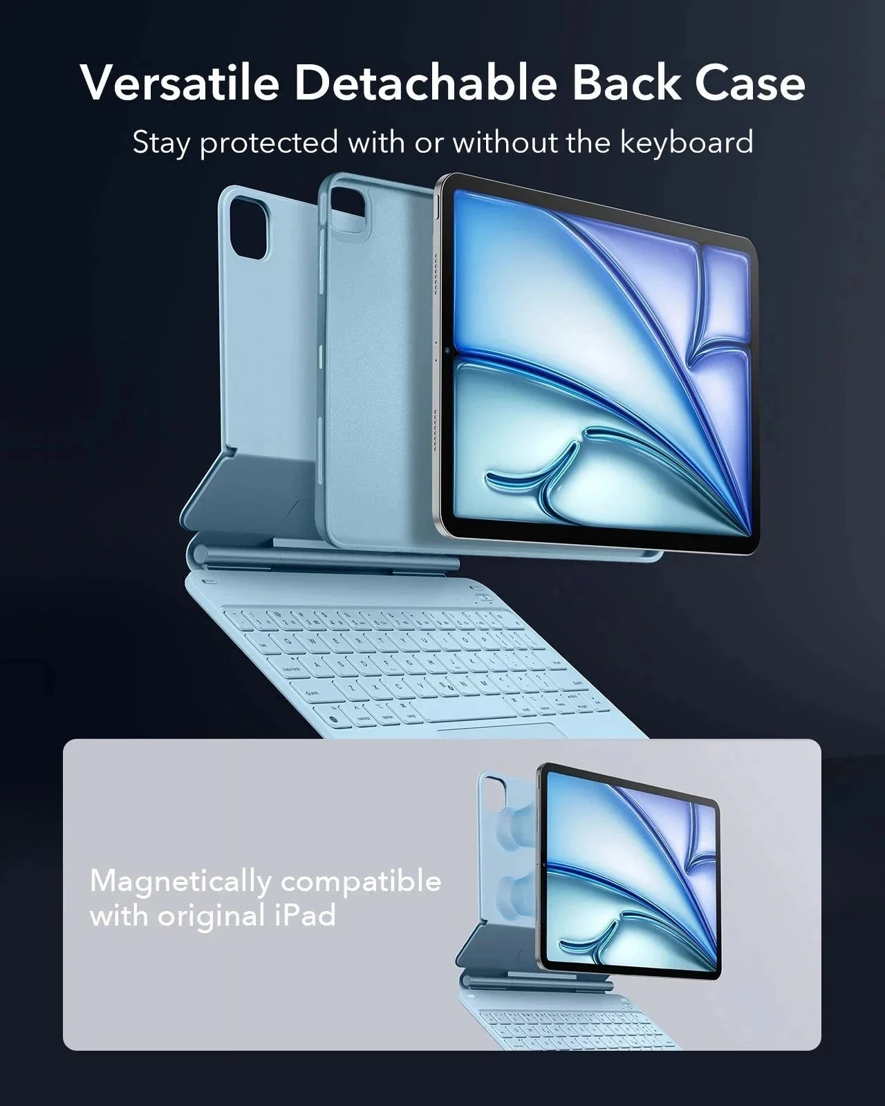 iPad Air 11" (M4) 2026 Rebound Magnetic Keyboard Case 360 - US Layout-Blue - Image 4