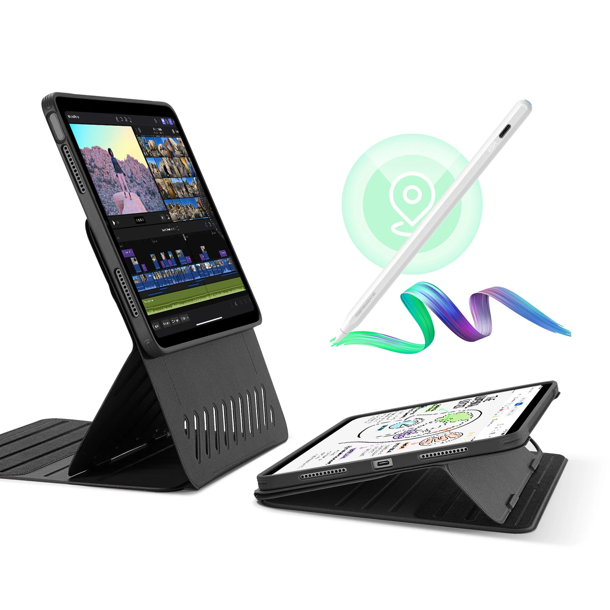 iPad Air 11" (M3) 2025 Bundle Shift Magnetic Case with Geo Digital Pencil - Black