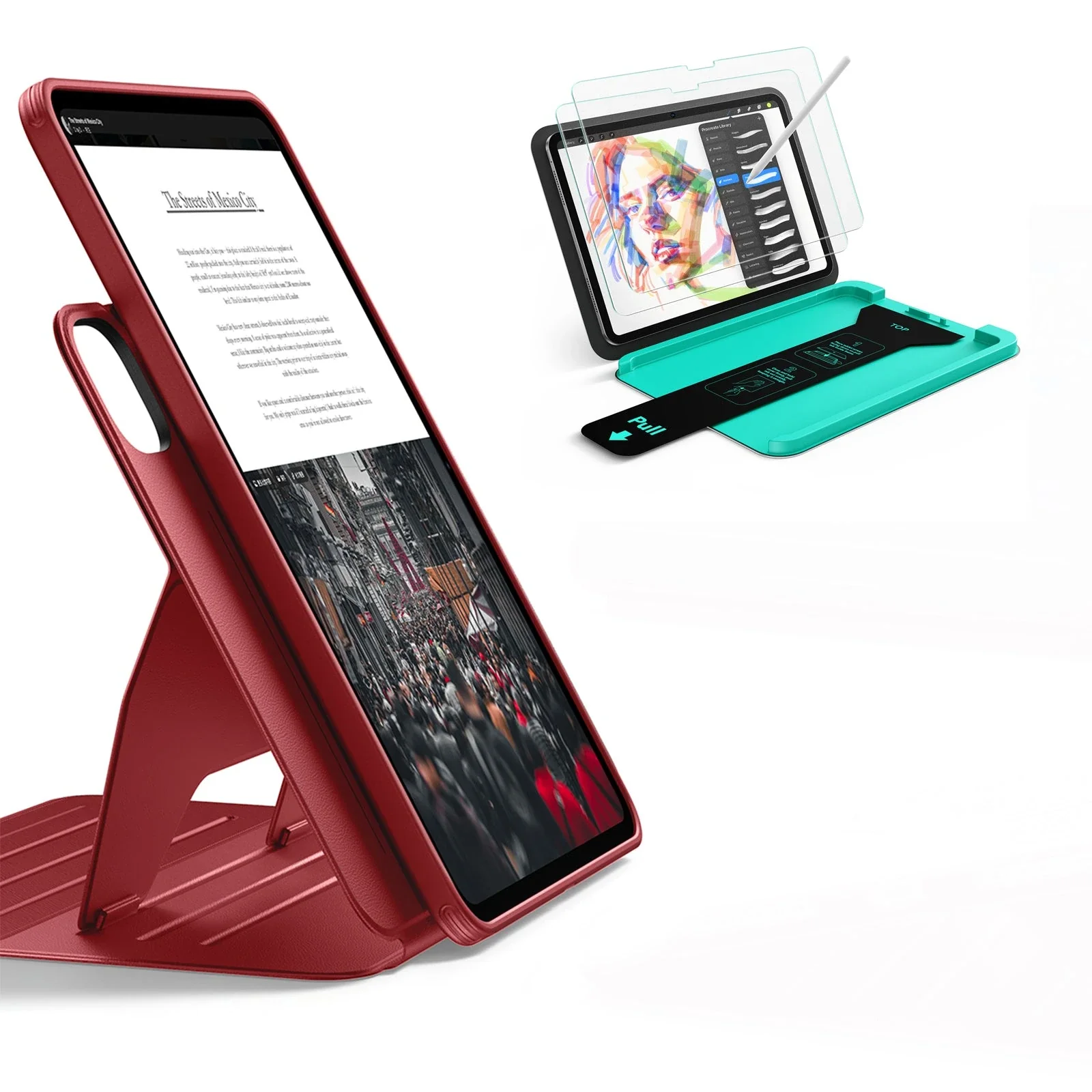 iPad Pro 11" (2025) Bundle Shift Magnetic Case & Armorite® Paper-Feel Protection - Red