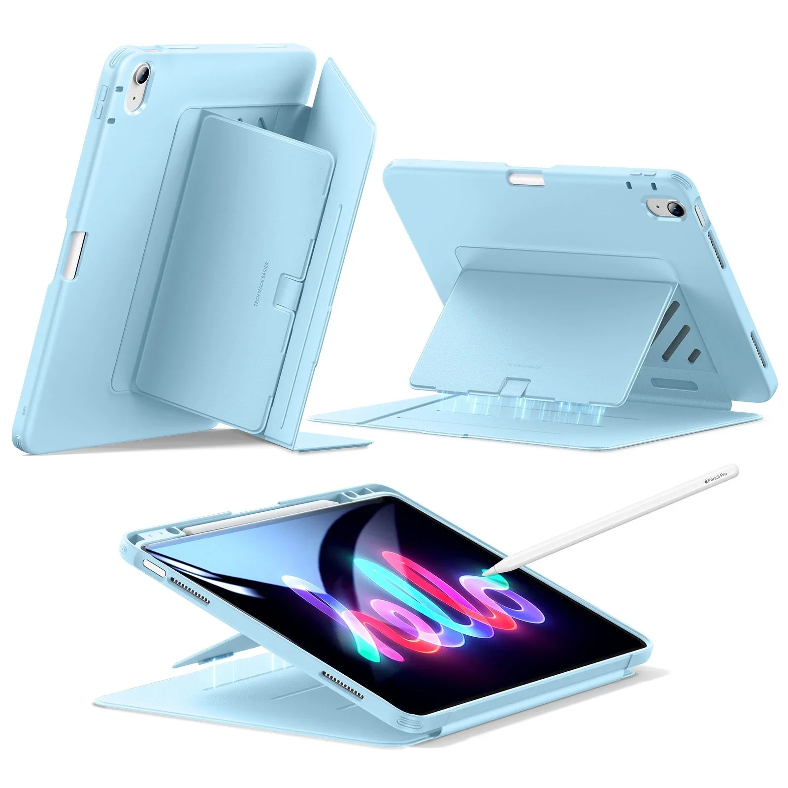 iPad Air 13" (M4) 2026 Flip Magnetic Case with Pencil Holder - Sky Blue