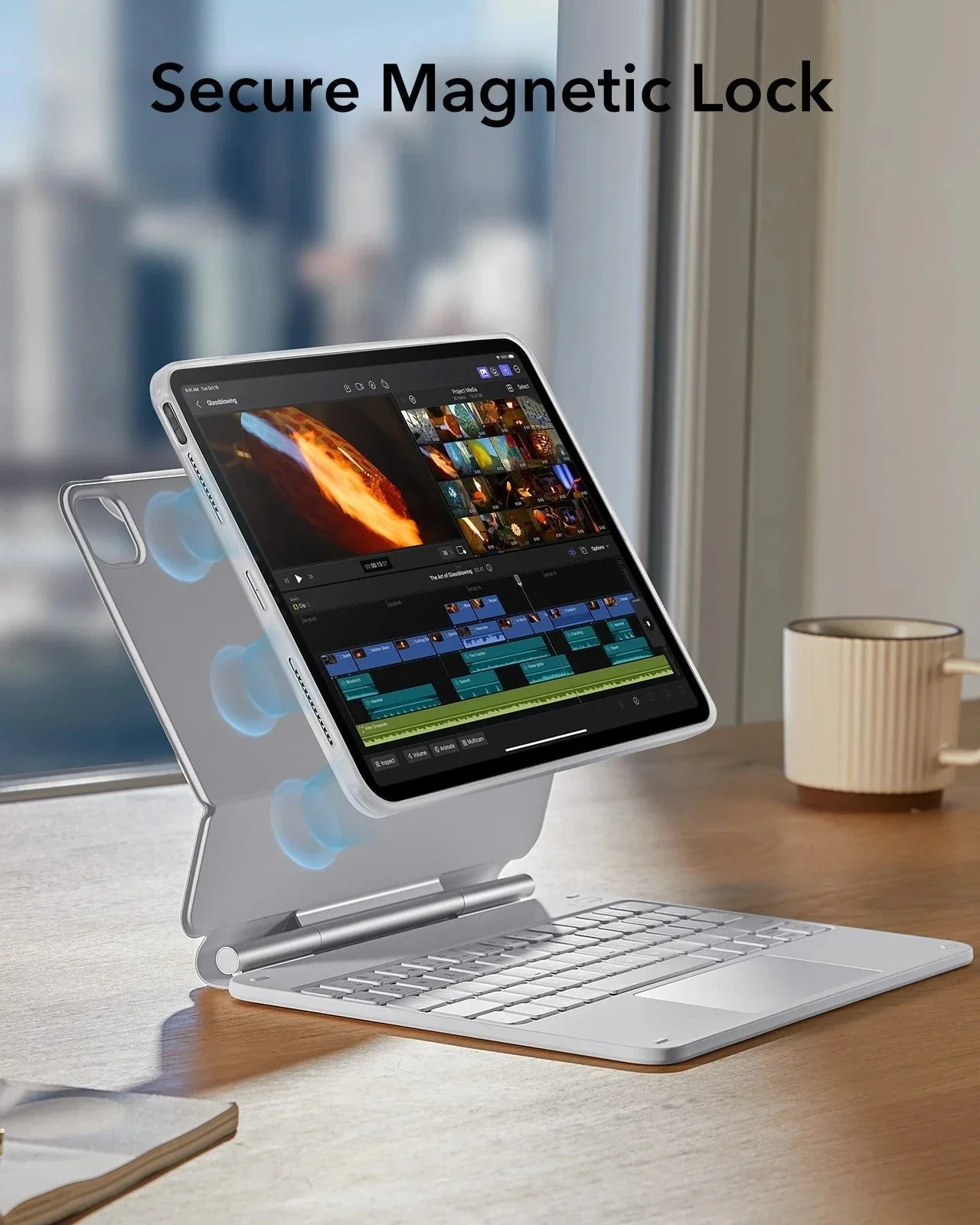 iPad Air 11" (M4) 2026 Bundle Rebound Magnetic Keyboard Case 360 & Screen Protectors-US-Layout-White - Image 3