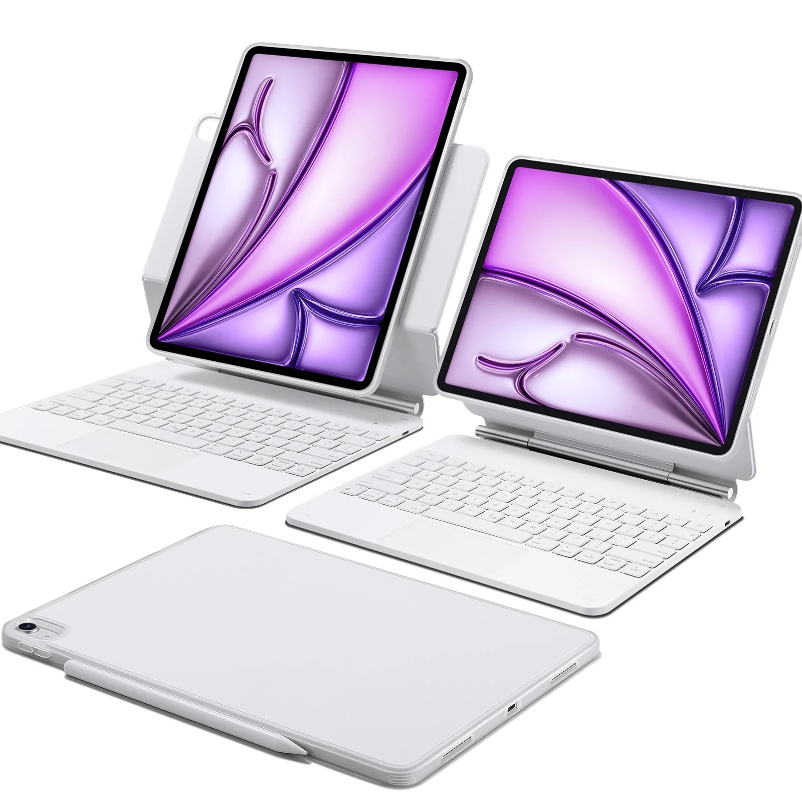iPad Air 13" (M4) 2026 Rebound Magnetic Keyboard Case 360 - US Layout-White