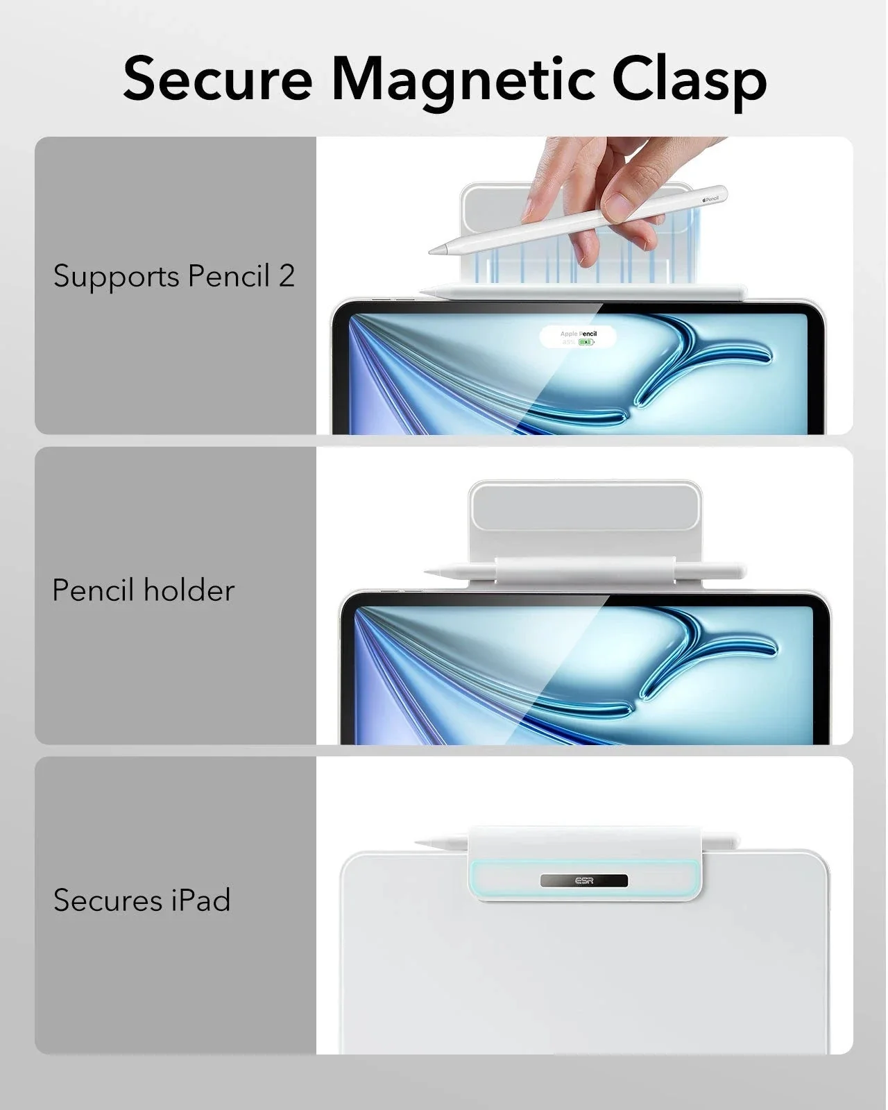 iPad Air 13” (M4) 2026 Rebound Magnetic Keyboard Case - US Layout-White - Image 10