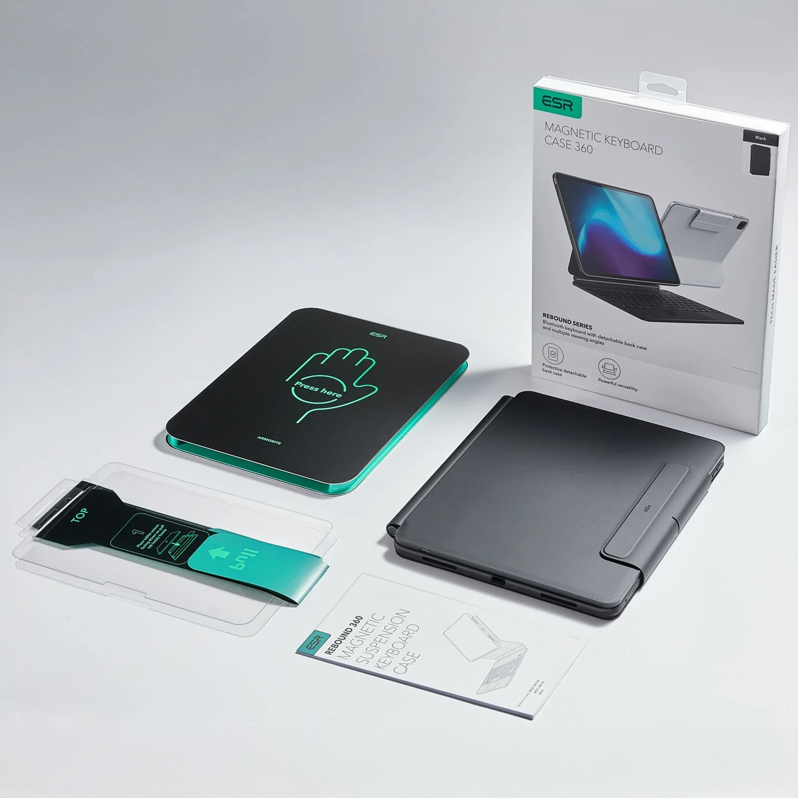iPad Pro 13ʺ (2025) Bundle Rebound Magnetic Keyboard Case 360 & Armorite Screen Protectors - US Layout-White - Image 2